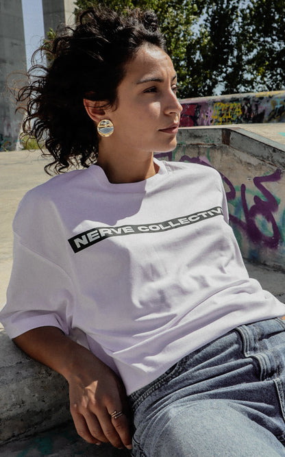 Block Breakline Oversize Tee - Nerve Collective (Ecru and White)