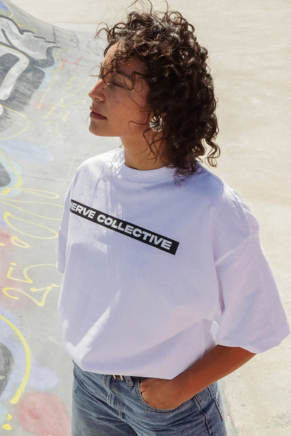 Block Breakline Oversize Tee - Nerve Collective (Ecru and White)