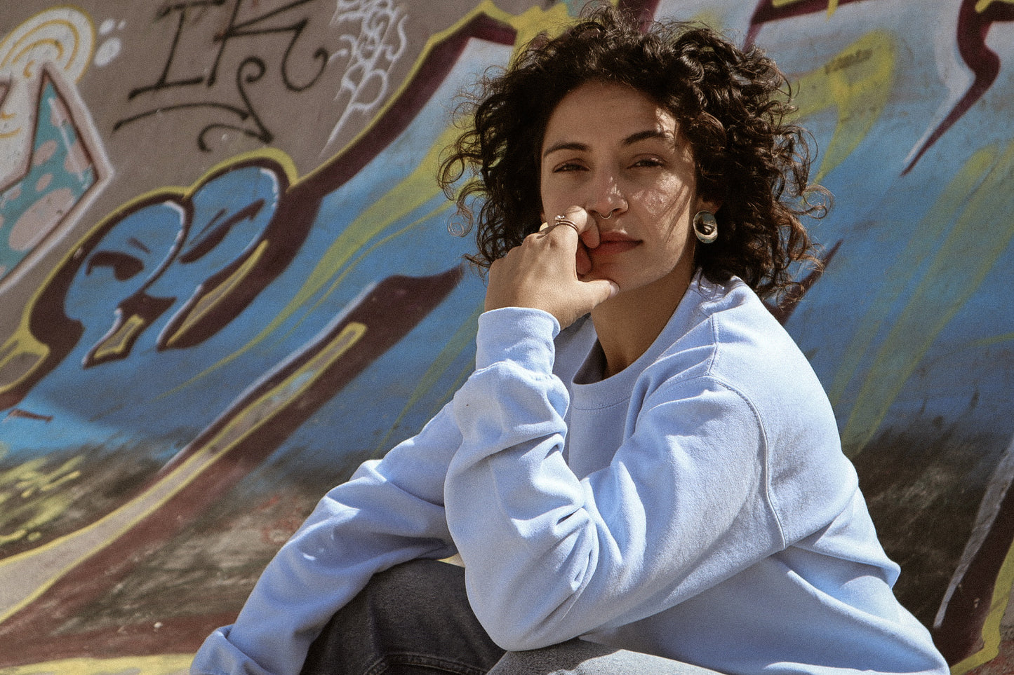 Unisex Cipher Crewneck Longsleeve (Garnet and Light Blue)