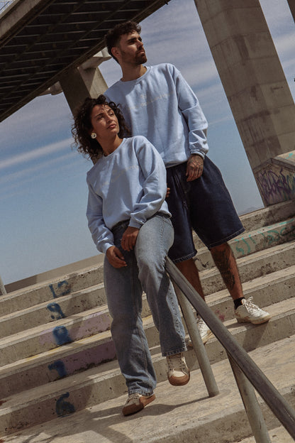 Unisex Cipher Crewneck Longsleeve (Garnet and Light Blue)